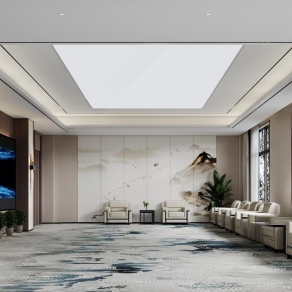 新中式会客厅3D模型下载